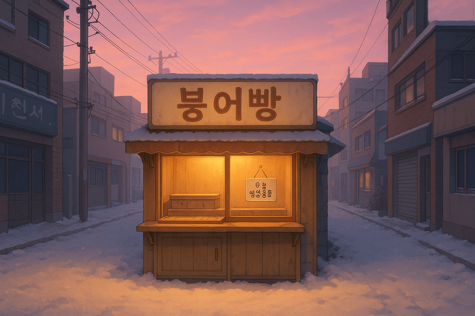영업을 마친 붕어빵 가게의 일반 엔딩 화면